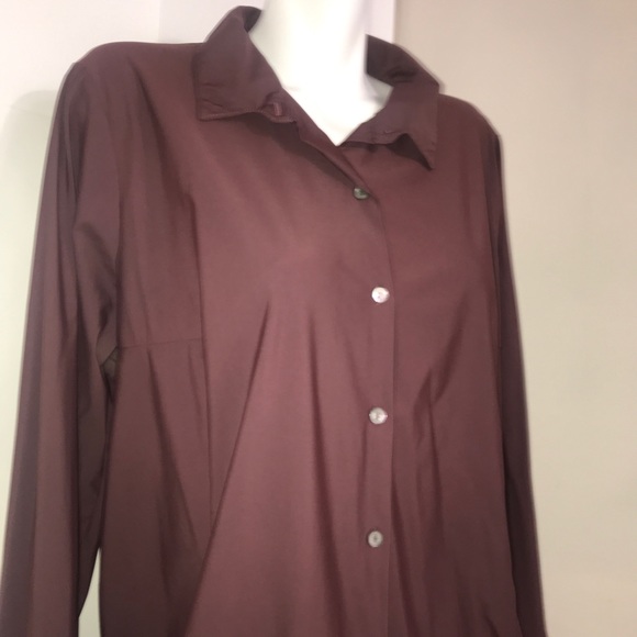 🧩Marla Wyne Mroon StretchTailored ButtonDownShirt - Picture 7 of 11